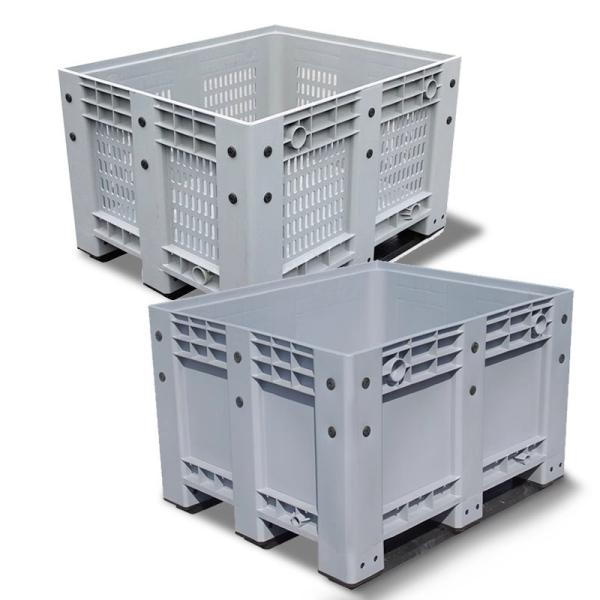 Big Bulk Container, Large Plastic Pallet Box Container With Lid / Cover & Wheels Or Without Heavy Duty Industrial Use Folding Plastic Pallet Box Plastic Stackable Collapsible Pallet Crates