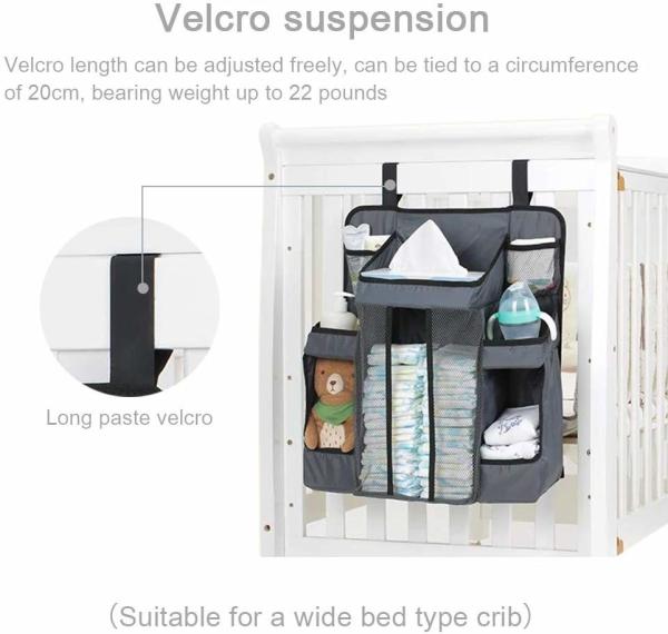 Baby Essentials Hanging Washable Diaper Caddy With 2 Velcro Straps