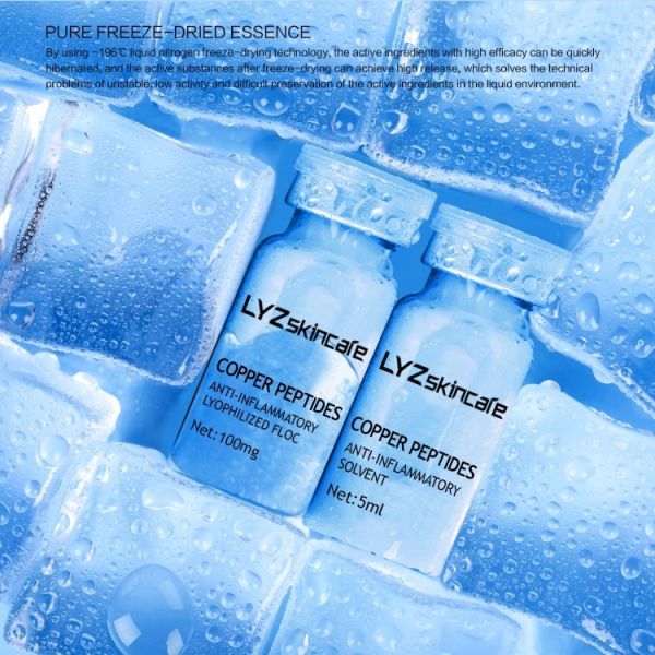 Lyz Custom Anti-Aging Moisturizing Repair Freeze-Dried Set Hyaluronic Acid Infused Copper Peptides Serum for Face Home Spa Use