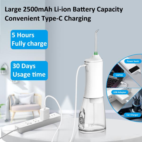 Home And Travel Portable Electric Dental Flosser 5 Modes With Replaceable Brush Head For Teeth