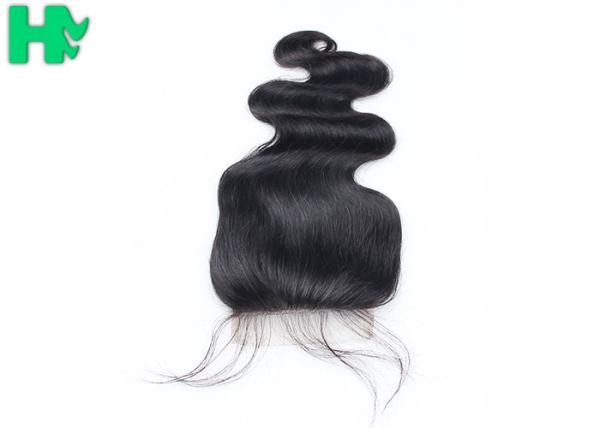 Grade 9A Human Hair Closure With Baby Hair Bleached Knots / Brazillian Body Wave