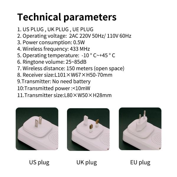 Porte Bell imperméable de sonnette d'IP44 Tuya de prise intelligente d'UE USA R-U