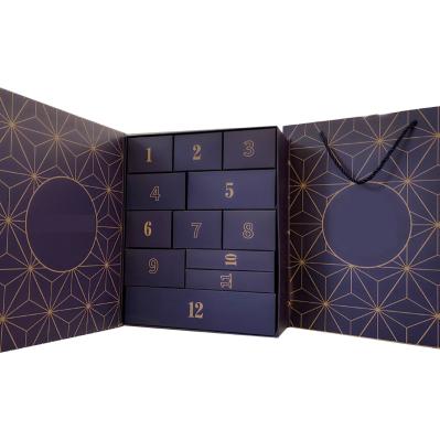 Custom Advent Calendar Packaging , Cosmetic Magnetic Cardboard Box With 24 Drawers