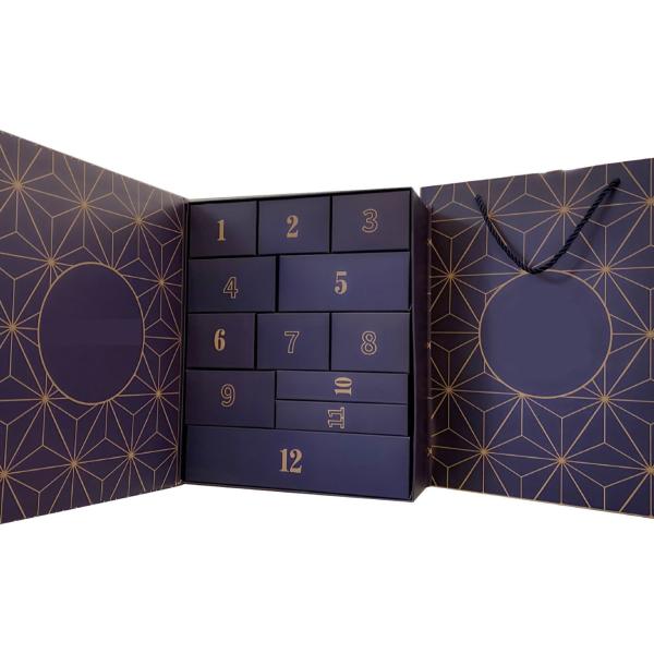 Custom Advent Calendar Packaging , Cosmetic Magnetic Cardboard Box With 24 Drawers