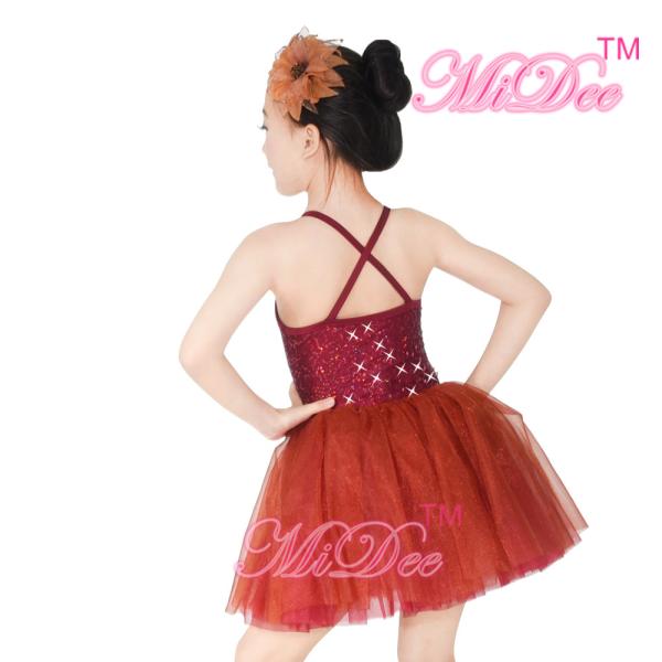Kids Ballet Dance Costumes Spandex Dress With Sequin Top / Multi - layer Skirt