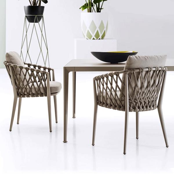 All Weather Aluminum Rope Wicker Weave Outdoor Furniture Patio Restaurant Cafe Garden Chairs for Dining
