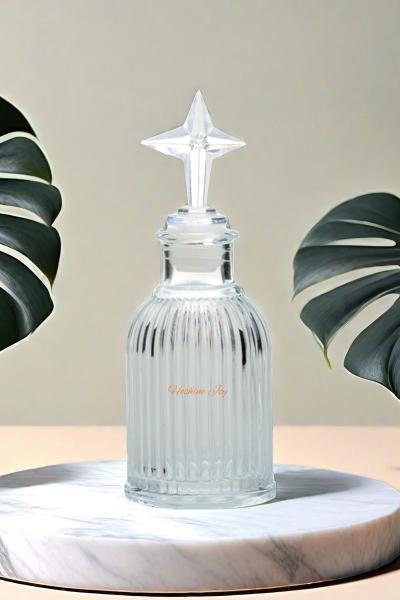 Airtight Small Glass Diffuser Bottles 85ML With Fancy Cap LFGB
