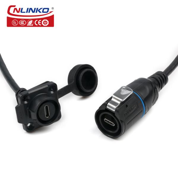 Cnlinko Manufacturer LP16 Industrial Waterproof Fast Transfer Data USB Type c Connector Male Usb Type c Female Connector