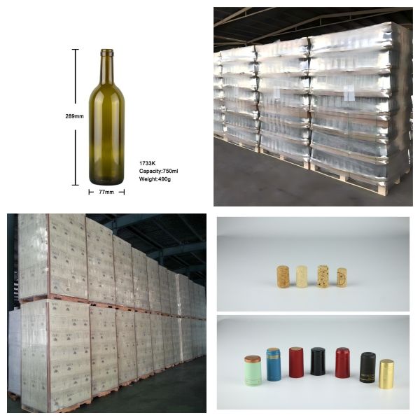 Classic Flat-bottomed Bordeaux Bottle 750ml Cork Top For Red Wine 490g 1733K-1