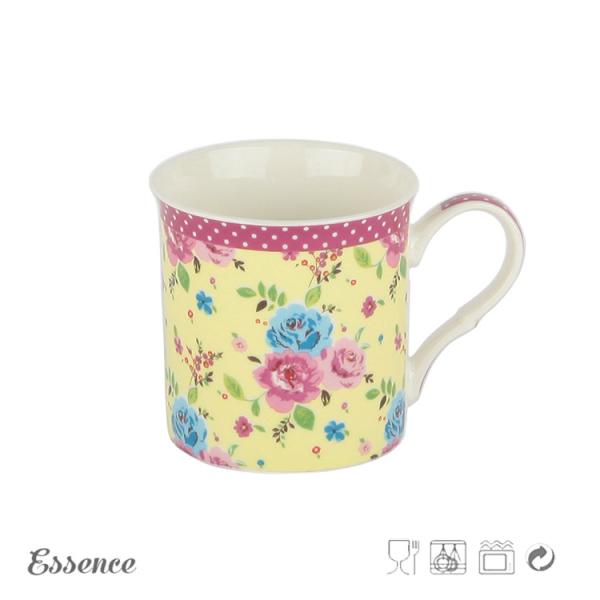 310 Ml White Ceramic Coffee Cup Decal Mug With Handle Eco Friendly