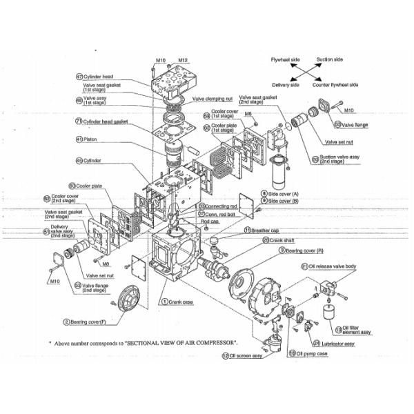 TANABE H-264 Cylinder Block S4-8424-45 Marine Air Compressor Parts