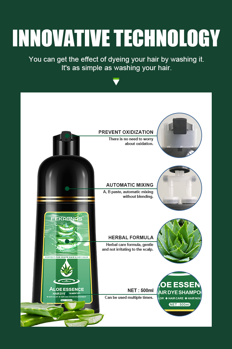 Shampoo Coloration Cheveux Mousse Rapide 3 en 1 Formule Végétale 500ml