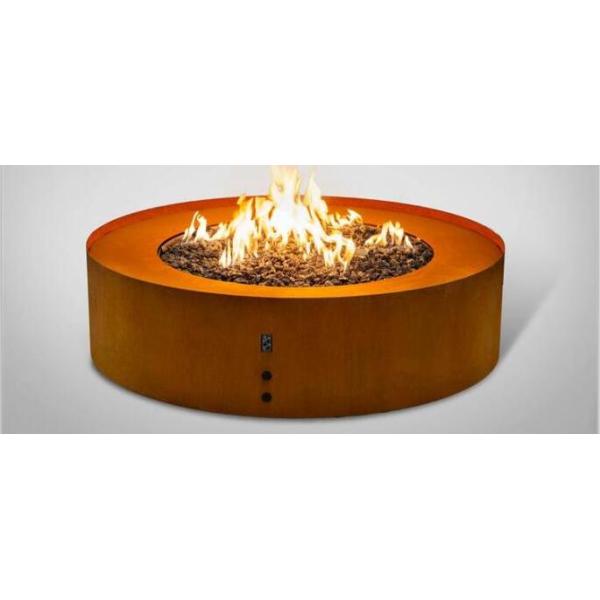 Contemporary Portable Corten Steel Gas Fire Pit Table 48 Inch