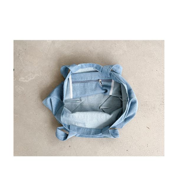 All Seasons Vintage Denim Letter Tote Bag Customized for Large Capacity and More