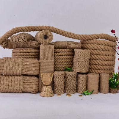 6mm-60mm Yellow Jute 3 Strands Twisted Rope Applied in Decoration or Sea Fishing Rope