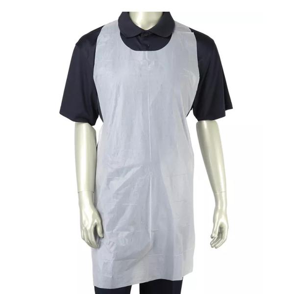 90X133cm Medical PE Disposable Apron White Dirt Proof With Sleeves