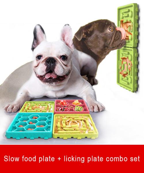 Interactive Dog Bowls Treat Dispensing 4-pack Slow Feeder Pad Licking Mat Training