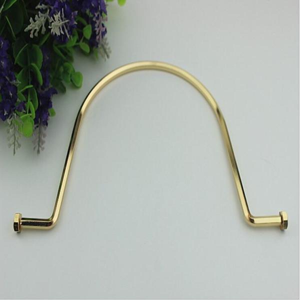 Handbags manufacturers zinc alloy light gold 220 mm length metal handle for handbag accessories