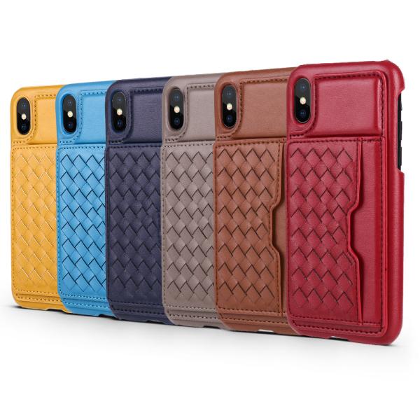 Fashion Hand Knitted Weave Design Flip Cover  PU Leather Card Slot Phone Case For iPhone X