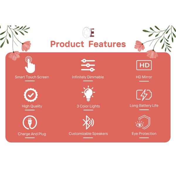 Compact Led Hollywood 10x Vanity Mirror Plexiglass Material