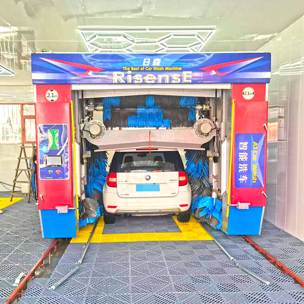Risense CE Certified High Pressure 5 Brushes Rollover Automatic Car Wash Machine for Sale in Germany with Wheel Brushes