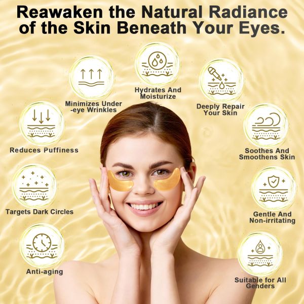 Collagen 24K Gold Hydrogel Eye Masks Patches Anti Wrinkle Dark Circle Reduction