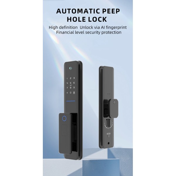 YAGU NEO Aluminum Alloy Biometric Wood Door Digital Fingerprint Lock With Camera Keyless Biometric Lock for Home Security TUYA