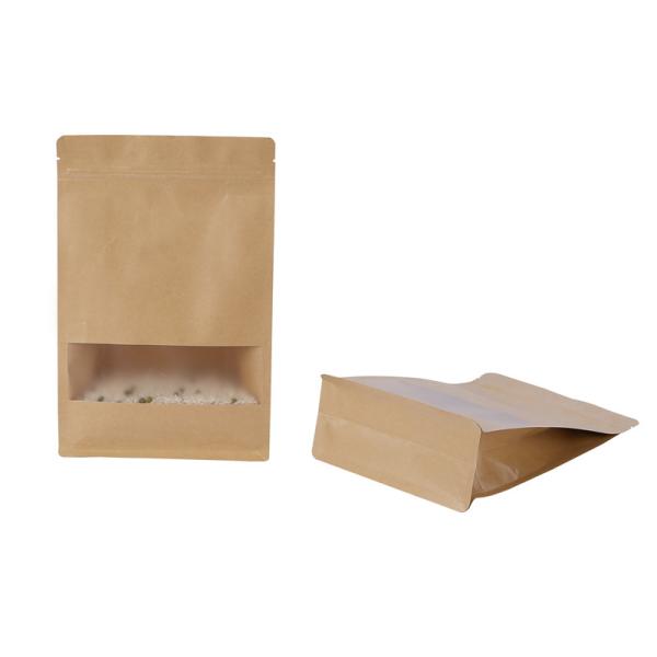 250g snack/tea/coffee/rice food k stand up pouch kraft packaging paper bag with window
