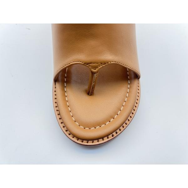 Soft Cow Leather Womens Dress Shoes OEM Tan Open Toe Thong Sandals