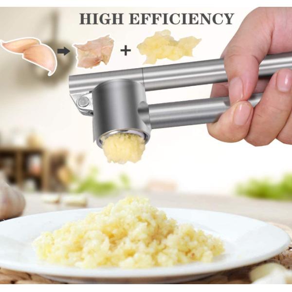 Garlic Press Mincer Rust Proof 304 Stainless Steel Garlic Crusher & Peeler Set