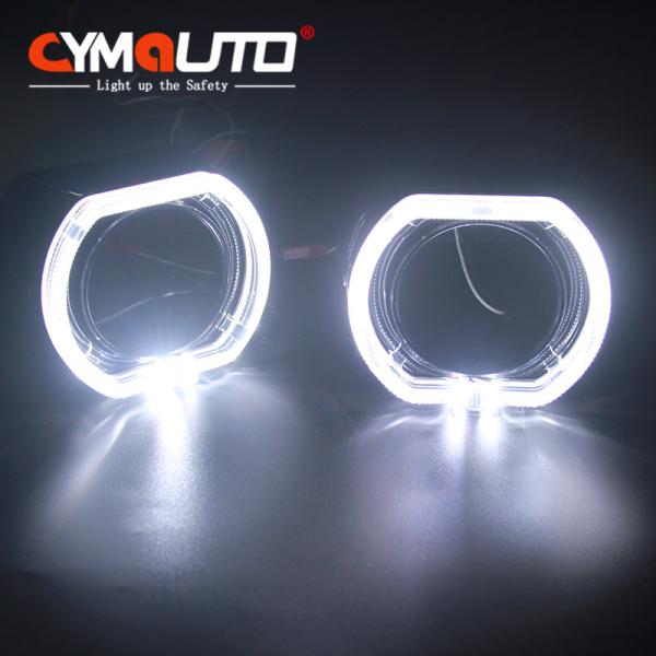 Black Projector Headlight Shrouds 2.5 Inch With LED Angel Eyes