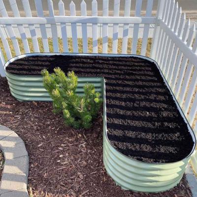 Cama de jardim de metal levantado caixa de jardim de jardim para plantas de flores de vegetais erva 7 * 7 * 1.4 Ft verde claro