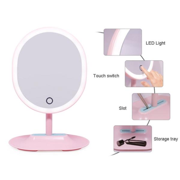 Table Vanity Touch Sensor Switch Single Sides Oval Shaped Soft Led Lights Portable Dressing Table Mirror