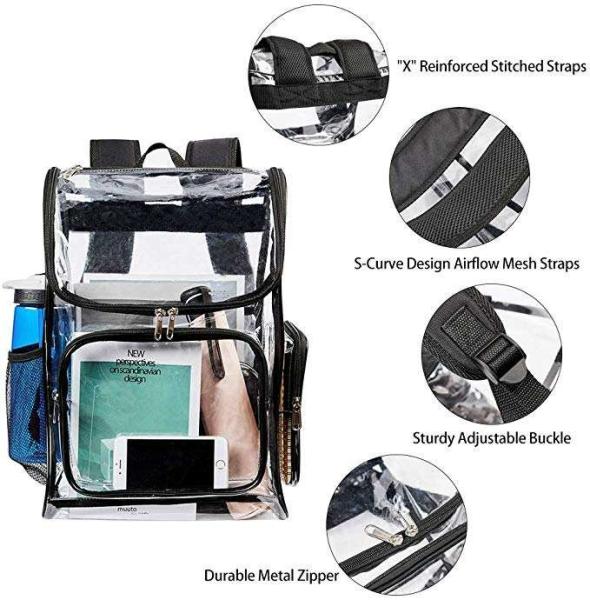 Transparent Clear Backpack See Through Security Clear Backpack Heavy Duty Backpack For Work