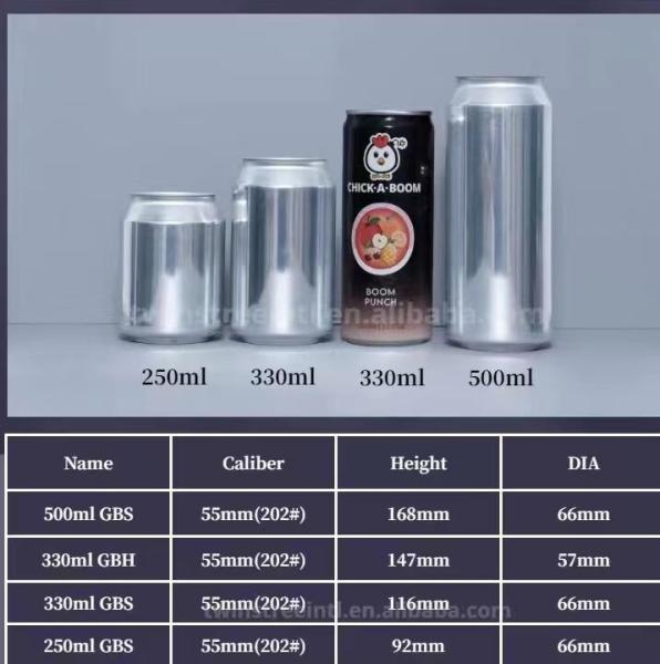 Latas de bebida de alumínio 250Ml 330Ml 500Ml BPA livres para o empacotamento da cerveja