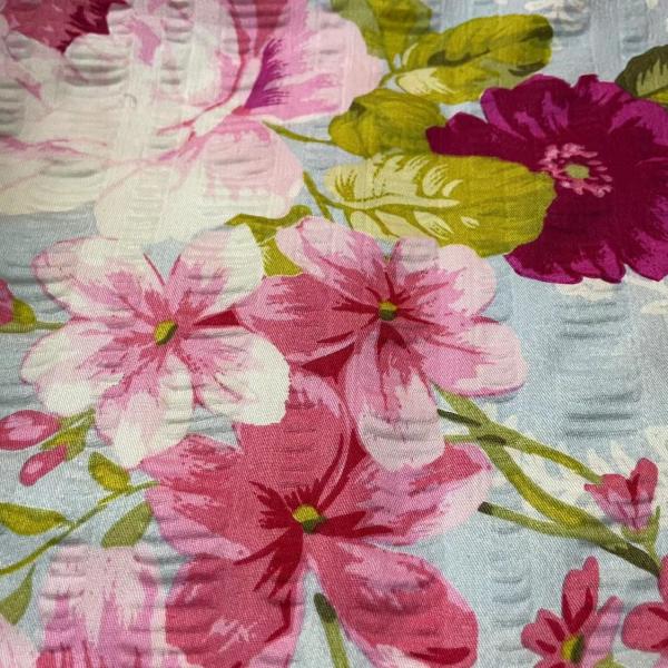 Printed Seersucker Polyester Microfiber Fabrics 75DX150D Anti Bacteria