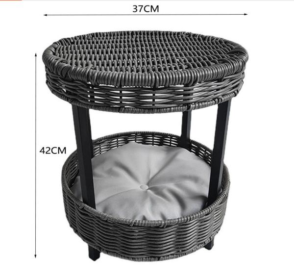 Artificial Hand Woven Rattan Cozy Pet Kitty House Waterproof Breathable Cat Bed Condo House