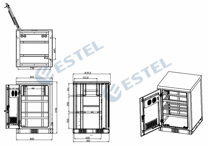Шкафы и приложения SGCC 800×801×1150mm на открытом воздухе электрические