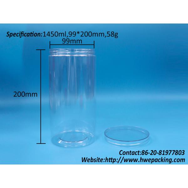 Food Grade Clear PET Cylinder Round Plastic Candy Cookie Food Jar Screw Clear Cap