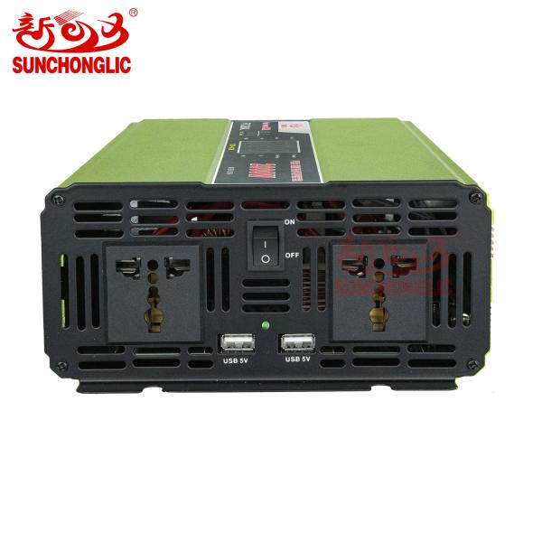 Hogar 2000W Pure Sine Wave Inverter 12V DC a 220V AC con 200a cargador