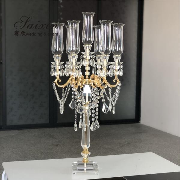 ZT-314 Saixin Gorgeous  tall wedding 7 arms beaded crystal candelabras