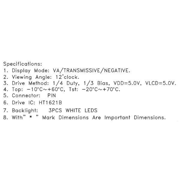 VA Segment LCD Temperature Display Module Monochrome For UPS Power Supply Factory Direct