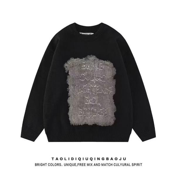 Pullover Closure Men s Sweaters made of Cashmere with Ribbed Hem Style Autumn/Winter Letter Graffiti Knitted Sweater