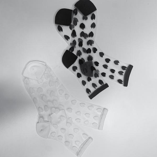 As picture Customized Women Black White Sexy Lace Sheer Mesh Socks Mid Calf Length for Summer