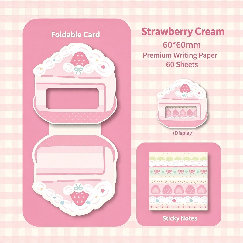 Dessert Shaped Sticky Notes With Foldable Stand Card For Stationery Retail