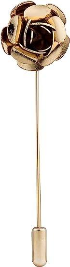 Men's Metalic Gold Flower Lapel Pin/Shirt Stud Brooch Golden, Gentleman's Essentials Premium Handmade Flower Lapel Pin