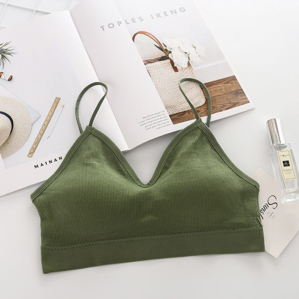 Strap Wrapped Ladies Wear Sexy Beautiful Back Small Chest Short Vest to Prevent Exposure With Chest Pad Tube Top Sports Bra