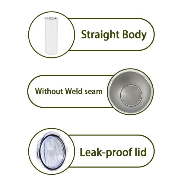 Great Insulation 600ml Skinny Stainless Steel Tumbler Straight Blank White 20 Oz Insulated Tumbler With Lid And Straw Individually Gift Boxed