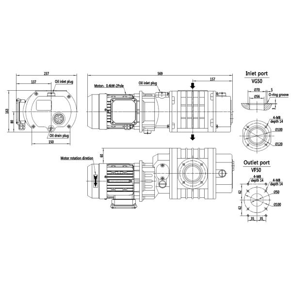 30L/S Mechanical Roots Booster Vacuum Pump Low Noise Corrosion Resistance