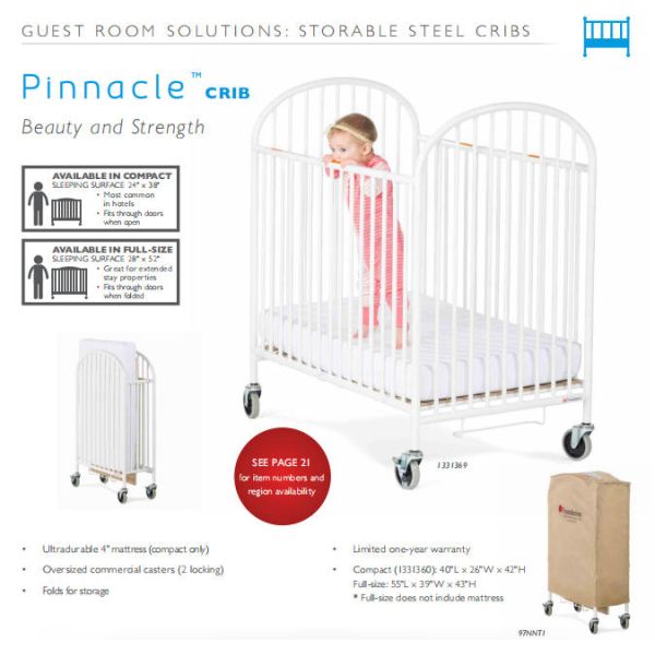 Hotel Crib Bed metal folding crib with compact design and foam mattress designed for hotel guest comfort and convenience